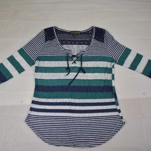 Almost Famous XL Multicolor Stripped Tunic Top Long Sleeve